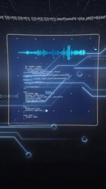 6G metin animasyonu, siyah arkaplan üzerinde dijital veri işleme. Dijital olarak oluşturulmuş küresel bağlantılar, hesaplama ve veri işleme kavramı.