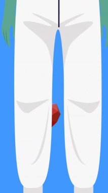 Yüz maskesi takan erkek doktorun kalp ikonlarının canlandırılması. Coronavirus covid 19 salgını sırasında tıbbi ve sağlık hizmetleri dijital olarak üretilen video konsepti.