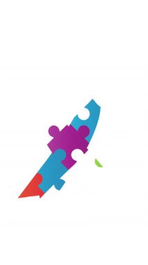 Çok renkli yapboz parçalarının animasyonu bloklar oluşturuyor ve otizm farkındalığı kurdelesi. Otistik, sağlık, spektrum bozukluğu ve farkındalık, dijital olarak üretilen video.