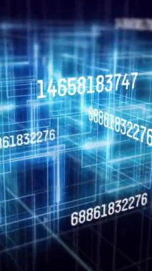 Veri işleme animasyonunun siyah arkaplan üzerindeki ışık yollarının üzerinde gerçekleşmesi. küresel finansman, bilgisayar ve dijital arayüz kavramı dijital olarak oluşturulmuş video.