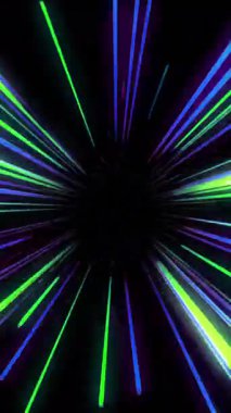 Parlayan ışık yollarının veri transferi tünelinin animasyonu. Küresel hesaplama, transfer ve veri işleme kavramı dijital olarak oluşturulmuş video.