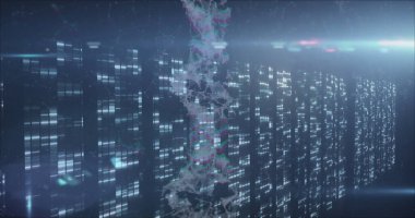 Sanal sunucu salonunda yanıp sönen holografik kafes yapısı, aydınlatılmış veri panelleriyle. Gelecekçi, teknoloji, veri, dijital, sanal, holografik, bilim kurgu