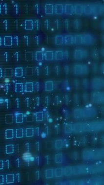 Veri işleme ve siyah arkaplanda ikili kodlama animasyonu. Dijital olarak oluşturulmuş küresel bilgisayar ve veri işleme kavramı.