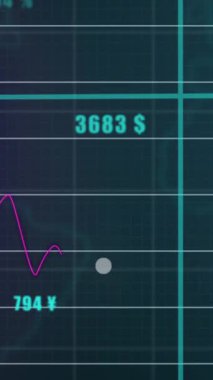 Animation of financial data processing over grid. Global business, finances, computing and data processing concept digitally generated video.