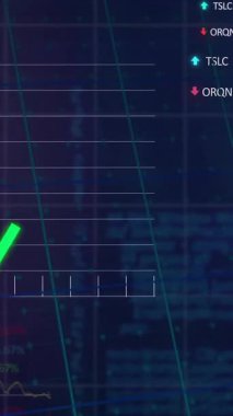 Izgara arkaplanı üzerinden istatistik ve veri işleme animasyonu. Dijital olarak oluşturulmuş küresel bağlantılar, hesaplama ve veri işleme kavramı.