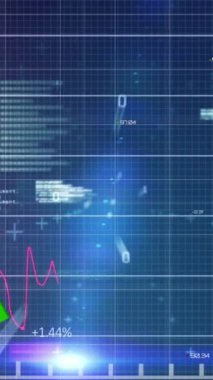 Animation of financial data processing over grid. Global business connections digital interface and technology concept digitally generated video.