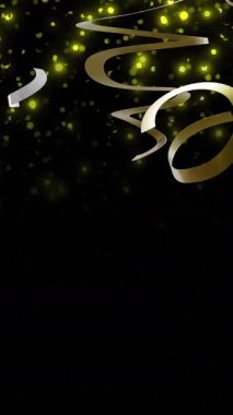 Siyah arka planda altın ve gümüş flama animasyonları. Yeni yıl, yeni yıl arifesi, gelenek ve kutlama konsepti dijital olarak oluşturulmuş video.