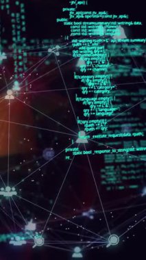 Animation of globe with network of connections and data processing. Global networks, computing and data processing concept digitally generated video.