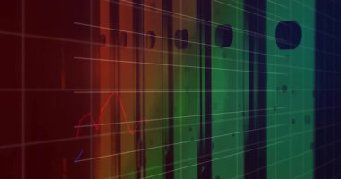 Renkli çubuklar ve ızgara çizgileri ile başlarken grafikler veriyi canlandırmak için canlanıyor. Infographics, analytics, futurism, technology, market, innovation, digital