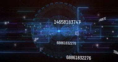 Çevirme şebeke atımını tetikler ve veri akışını görselleştirmek için sürekli güncellenen sayı dizileri. Teknoloji, veri, fütüristik, arayüz, dijital, ağ, yenilik