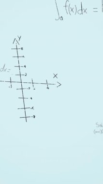 Mavi arkaplan üzerinde matematiksel denklemlerin animasyonu. Küresel eğitim, bilim ve dijital arayüz kavramı dijital olarak oluşturulmuş video.