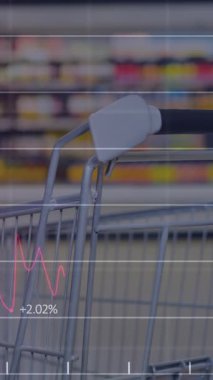 Tramvayda veri işleme animasyonu. küresel iş, alışveriş ve dijital arayüz kavramı dijital olarak oluşturulmuş video.