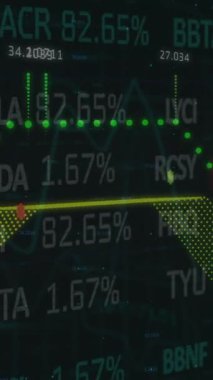 Siyah arkaplan üzerinde finansal verilerin ve grafiklerin animasyonu. küresel iş, finans, ekonomi ve teknoloji konsepti dijital olarak oluşturulmuş video.