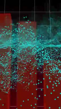 Siyah arkaplanda veri işleme ve şekillerin animasyonu. Retro gelecek ve dijital arayüz konsepti dijital olarak oluşturulmuş video.