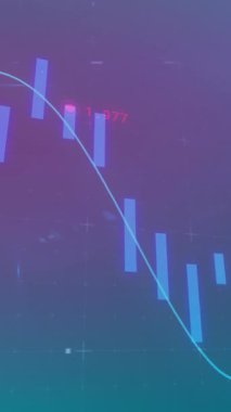 Karanlık arka planda finansal veri işleme animasyonu. Dijital olarak oluşturulmuş küresel bağlantılar, hesaplama ve veri işleme kavramı.