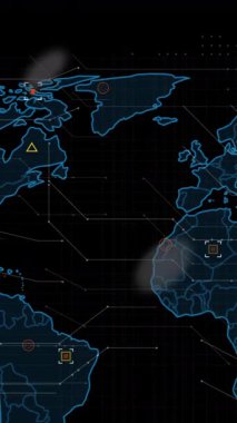 Siyah arkaplan üzerinde veri işleme animasyonu. küresel iş ve dijital arayüz kavramı dijital olarak oluşturulmuş video.