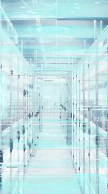 Animation of data processing over computer servers. Global computing, technology, data processing and networks concept digitally generated video.