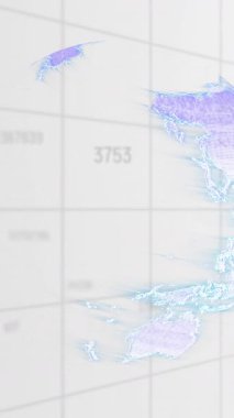 Beyaz arkaplan üzerinde finansal veri işlenen kırmızı dairenin animasyonu. Küresel iş, finans, hesaplama ve veri işleme kavramı dijital olarak oluşturulmuş video.