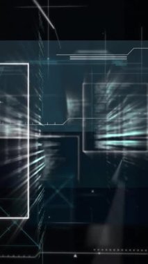 Karanlık arka planda veri işleme animasyonu. Küresel bağlantılar ve veri işleme kavramı dijital video oluşturuldu.