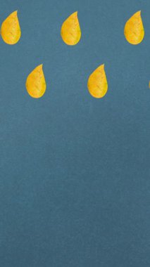 Mavi arka planda sonbahar sarı yapraklarının animasyonu. sonbahar, sonbahar, sezon, doğa, desen ve renk konsepti dijital olarak oluşturulmuş video.