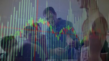 Şeffaf bar tablosu ile bilim demosuna rehberlik etmek için öğretmen seçip döndüren organ modeli. Eğitim, yenilik, kimya, pediatri, sınıf, illüstrasyon, işbirliği