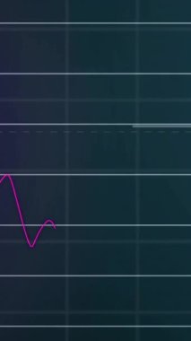 Siyah arkaplanda veri işleme animasyonu. Küresel teknoloji, bilgisayar ve dijital arayüz kavramı dijital olarak oluşturulmuş video.