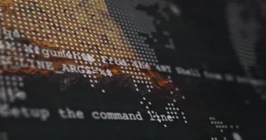 Erimiş turuncu dokular doğuya doğru sürünüyor nokta-matris haritası çıktıktan sonra yayılıyor. Teknoloji, veri, siber güvenlik, dijital, fütüristik, görselleştirme, yenilik