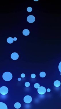 Mavi arka planda parlayan ışık lekelerinin canlandırması. Işık, renk ve hareket konsepti dijital olarak oluşturulmuş video.