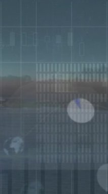 Yerküre, grafik ve grafiklerin canlandırılması, kırsal alan üzerinde veri işleme. Küresel iletişim, iş, veri ve dijital arayüz kavramı dijital olarak oluşturulmuş video.