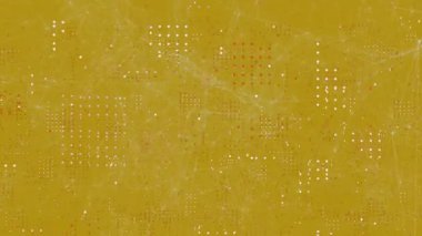 Nokta ızgarası kırmızıya dönüyor, filamanlar dönüyor, titreşiyor, ağ evrimini görselleştirmek için noktaları birleştiriyor. Soyut, dijital, görselleştirme, ağ, bağlantı, teknoloji, modern