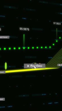 Bildirim çubuklarının animasyonu, siyah arkaplan üzerinde değişen numaraları olan birden fazla grafik. Dijital olarak üretilen hologram, illüstrasyon, rapor, iş dünyası, sosyal medya ve teknoloji kavramı.