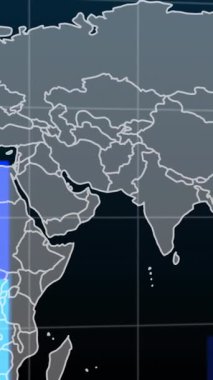 Mor arka planda kelebeklerle bağlantılı dünya animasyonu. Dijital arayüz ve teknoloji konsepti dijital olarak oluşturulmuş video bağlantıları.