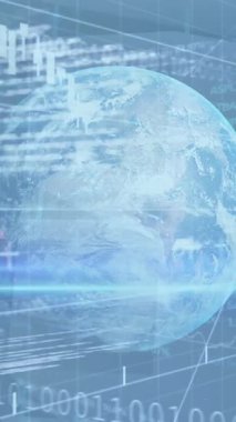 Tüm dünyada borsa finansal veri işleme animasyonu. dijital arayüz küresel bağlantı ve dijital olarak oluşturulan iletişim konsepti.