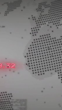 Finansal veri işleme ve dünya üzerindeki okların animasyonu. Küresel iş, finans, hesaplama ve veri işleme kavramı dijital olarak oluşturulmuş video.