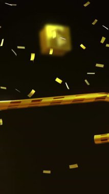 Siyah arka planda noel süsleri üzerine konfeti animasyonu. Noel, gelenek ve kutlama konsepti dijital olarak oluşturuldu.