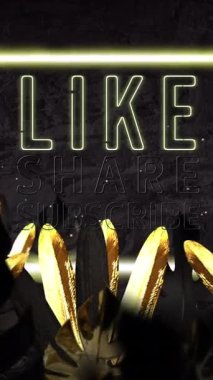 Gri arkaplandaki yaprakların üzerine ortak metin ve neon çerçeve animasyonu. Geçmişe dönük gelecek ve dijital arayüz kavramı dijital olarak oluşturulmuş video.