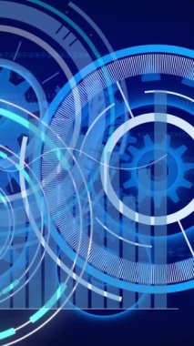 Donanma arka planında çember işleme ve grafik animasyonu. Dijital olarak oluşturulan küresel veri işleme, finans ve teknoloji konsepti.