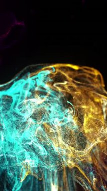 Siyah arkaplanda hareket eden ışıkların ve dalgaların animasyonu. renk, hareket ve enerji arkaplan kavramı, dijital olarak oluşturulmuş video.