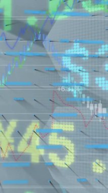 Gri arkaplandaki finansal verilerin animasyonu. ticari, finans, teknoloji ve dijital arayüz kavramı dijital olarak oluşturulmuş video.