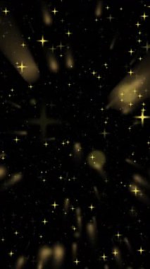 Siyah arkaplana düşen yıldızların ve karın animasyonu. Noel, gelenek ve kutlama konsepti dijital olarak oluşturuldu.