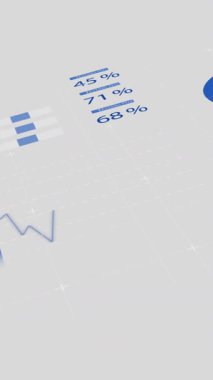 Beyaz arka planda finansal veri işleme animasyonu. küresel finansman, bilgisayar ve dijital arayüz kavramı dijital olarak oluşturulmuş video.