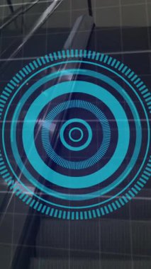 Yürüyen merdiven üzerinde finansal veri işleme ve tarama animasyonları. Dijital olarak oluşturulmuş küresel bağlantılar, iş, bilgisayar ve veri işleme kavramı.