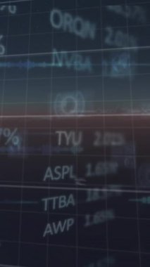 Ekranda, finansal veri işleme sisteminin animasyonu. Küresel işletme finans ve veri işleme kavramı dijital olarak oluşturulmuş video.