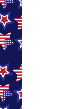 Beyaz üzerine kopya alanı olan kırmızı, beyaz ve mavi Amerikan bayrağının animasyonu. Vatanseverlik, bağımsızlık ve kutlama konsepti dijital olarak oluşturulmuş video.