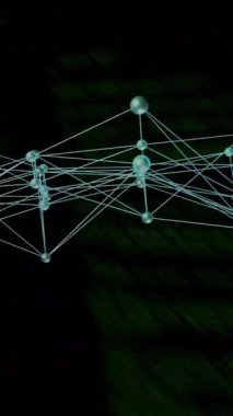 Siyah arka planda bağlantı ağının ve veri işleme ağının animasyonu. Teknoloji, bilim ve dijital arayüz kavramı dijital olarak oluşturulmuş video.