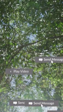 Sunny Park 'ta düşen sosyal medya ikonlarının canlandırması. Sosyal medya ve iletişim konsepti dijital olarak oluşturulmuş video.