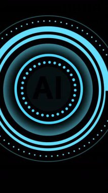 Siyah arkaplan üzerinde ai veri işleme animasyonu. Dijital olarak oluşturulmuş küresel yapay zeka, veri işleme, bilgisayar ve dijital arayüz kavramı.