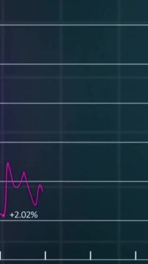 Karanlık arka planda finansal veri işleme sisteminin animasyonu. Küresel finans, iş, bağlantılar, hesaplama ve veri işleme kavramı dijital olarak oluşturulmuş video.