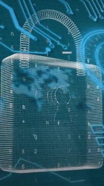 Kapsam taraması animasyonu, siber saldırı uyarısıyla çevrimiçi güvenlik kilidi. dijital arayüz küresel bağlantı ve dijital olarak oluşturulan iletişim konsepti.