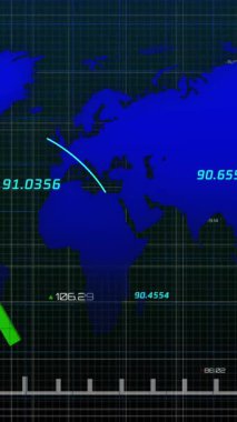 Siyah arkaplan üzerinde veri işleme animasyonu. küresel iş ve dijital arayüz kavramı dijital olarak oluşturulmuş video.